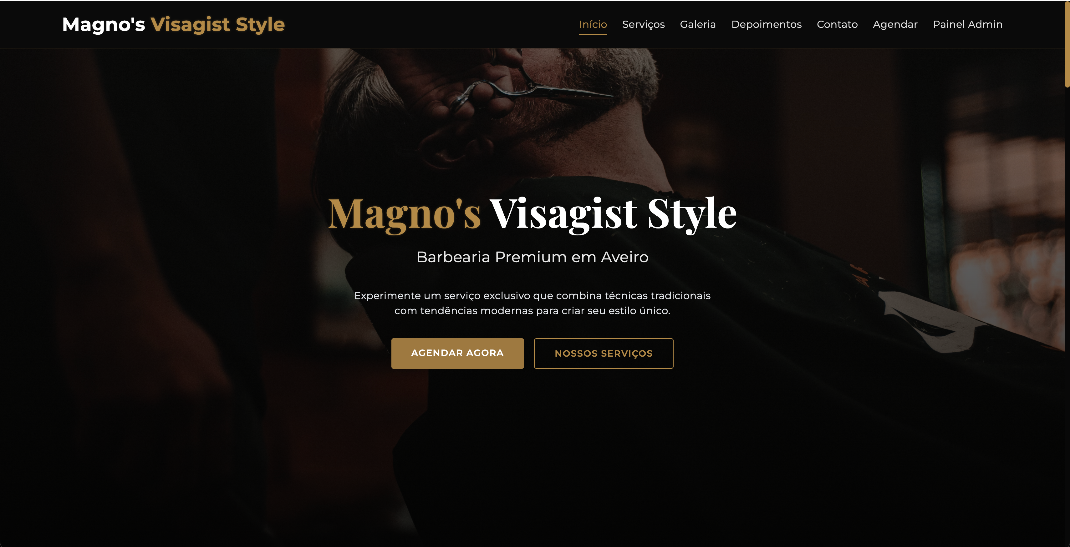 Site para barbearia com design elegante e sistema de agendamento integrado